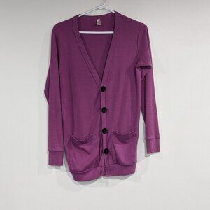American Apparel V-Neck Cardigan Purple Size XS/Small